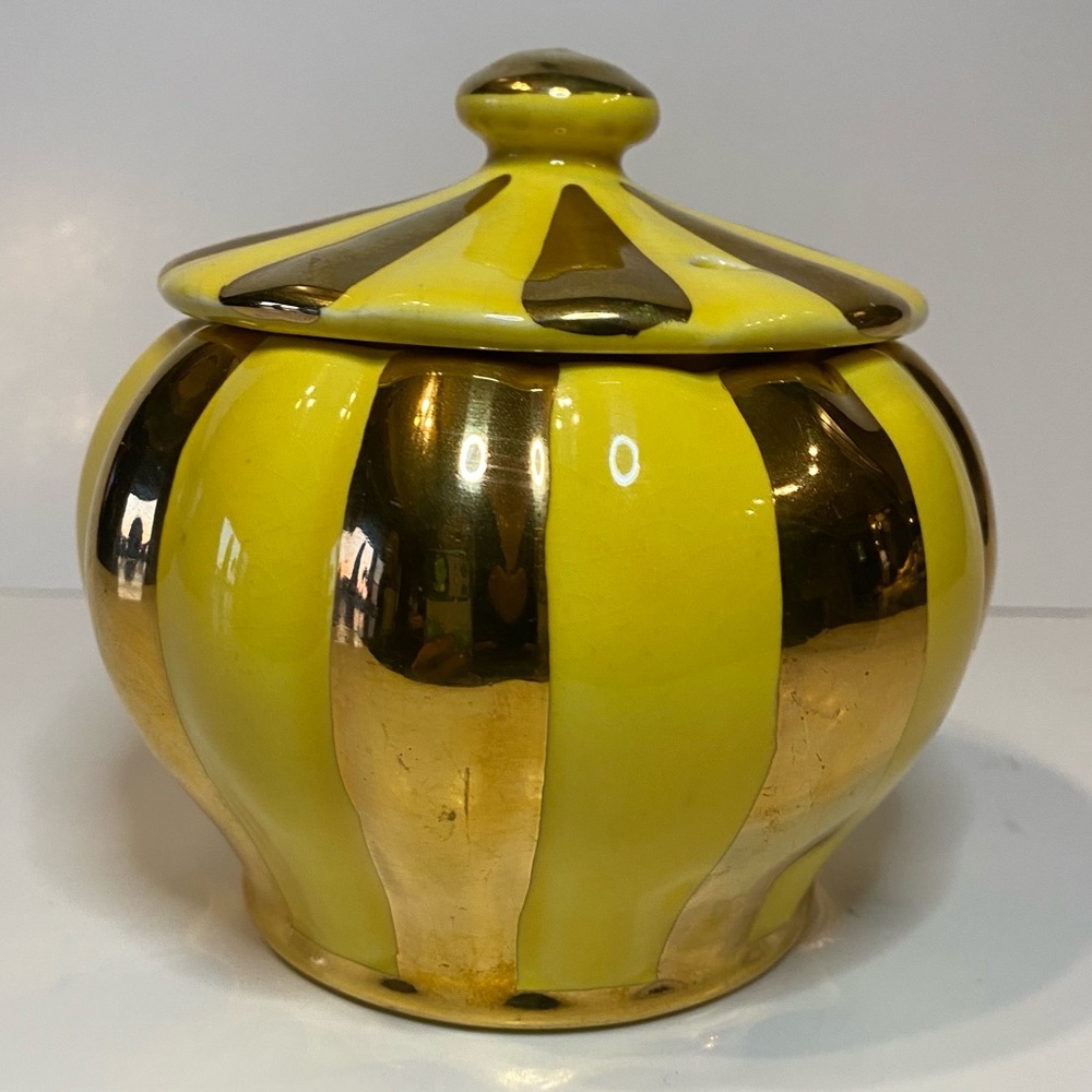 Vintage Sugar Dish Sudlows Burslem 1236 England Yellow Gilded Gold Accent Rare